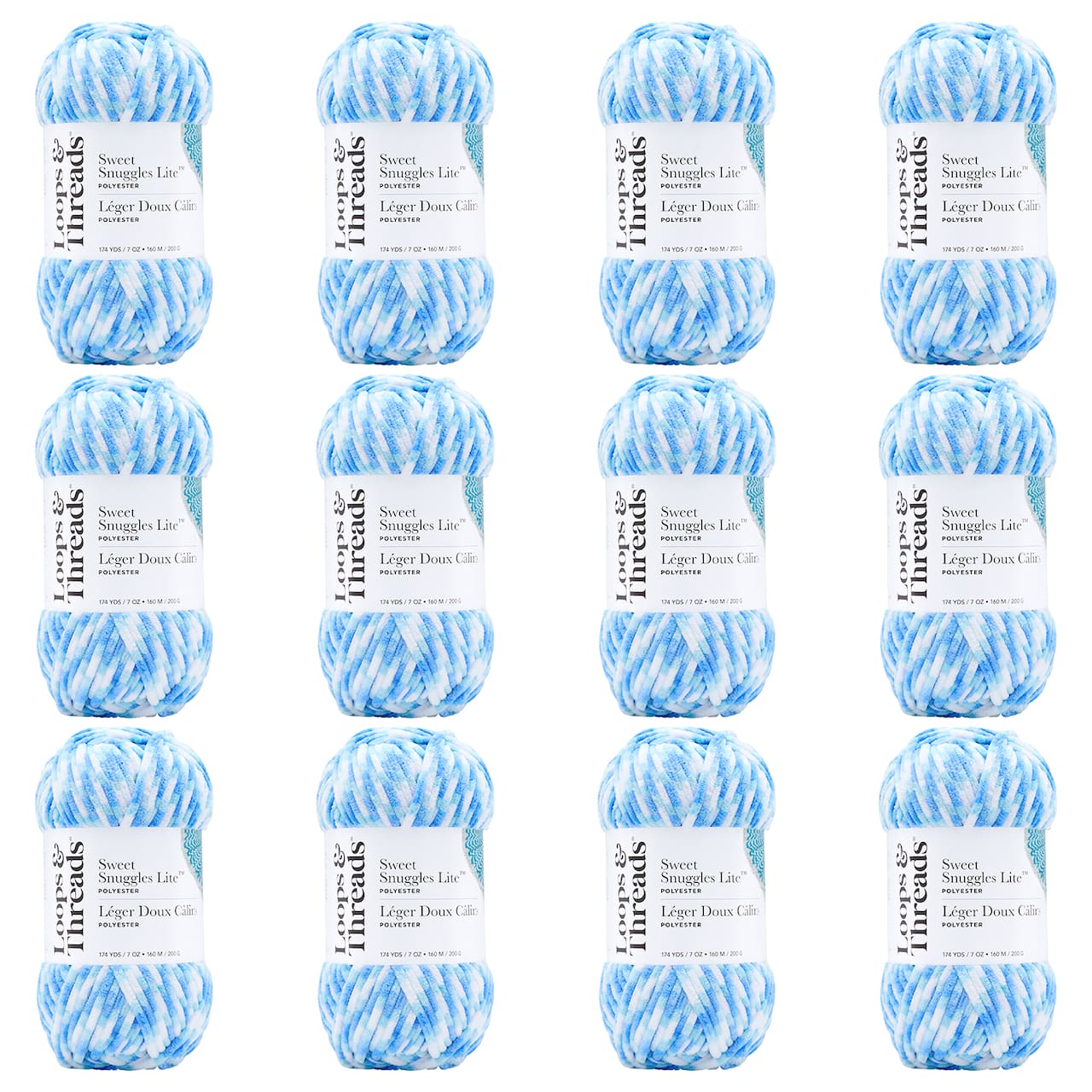 12 Pack: Sweet Snuggles Lite™ Variegated Striped Yarn by Loops & Threads®